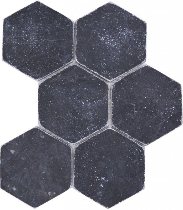 Échantillon manuel de mosaïque de pierre naturelle Marbre noir mat mur sol cuisine salle de bain douche MOS42-HX143_m