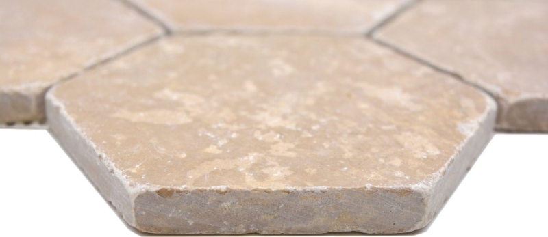 Échantillon manuel de mosaïque de pierre naturelle Travertin noix mat mur sol cuisine salle de bain douche MOS42-HX144_m