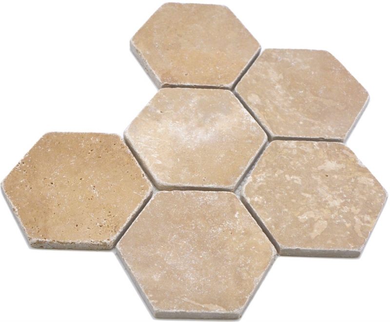 Hand sample natural stone mosaic tiles travertine walnut matt wall floor kitchen bathroom shower MOS42-HX144_m