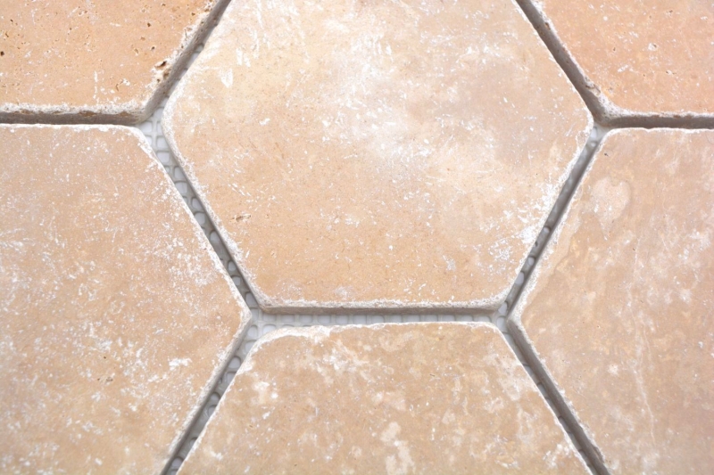 Échantillon manuel de mosaïque de pierre naturelle Travertin noix mat mur sol cuisine salle de bain douche MOS42-HX144_m