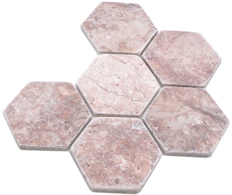 Hand sample natural stone mosaic tiles travertine red matt wall floor kitchen bathroom shower MOS42-HX145_m