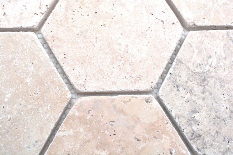 Hand sample natural stone mosaic tiles travertine beige matt wall floor kitchen bathroom shower MOS42-HX146_m