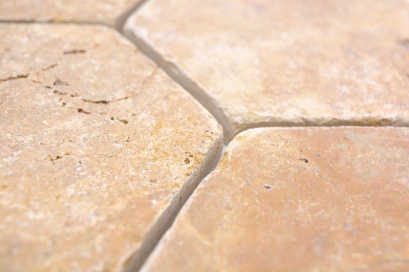 Hand sample natural stone mosaic tiles travertine golden yellow matt wall floor kitchen bathroom shower MOS42-HX151_m