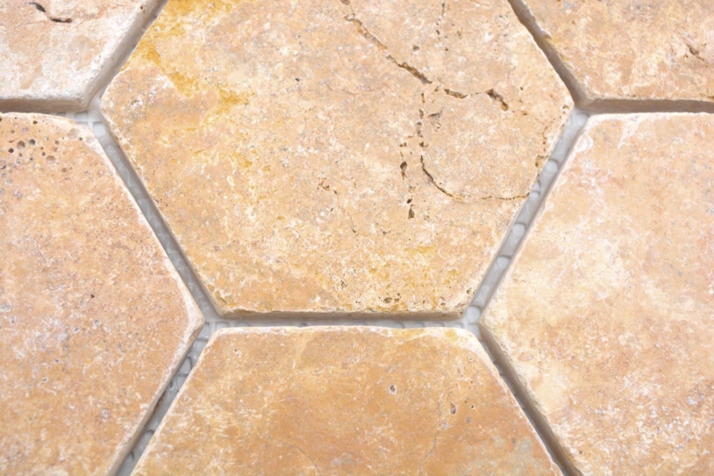 Hand sample natural stone mosaic tiles travertine golden yellow matt wall floor kitchen bathroom shower MOS42-HX151_m