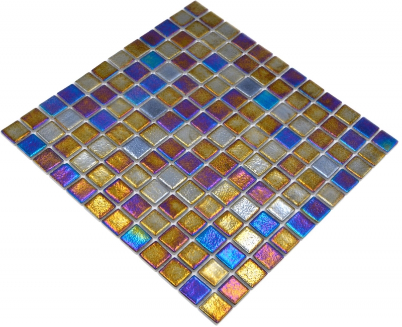 Échantillon manuel Mosaïque de piscine Mosaïque de verre noir multicolore irisé mur sol cuisine salle de bain douche MOS220-P55256_m