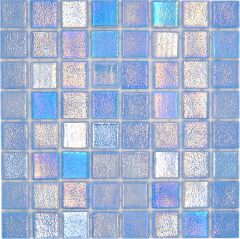 Handmuster Schwimmbadmosaik Poolmosaik Glasmosaik hellblau irisierend mehrfarbig glänzend Wand Boden Küche Bad Dusche MOS220-P55381_m