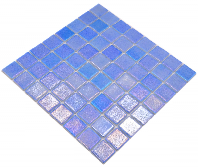 Handmuster Schwimmbadmosaik Poolmosaik Glasmosaik blau irisierend mehrfarbig glänzend Wand Boden Küche Bad Dusche MOS220-P55382_m