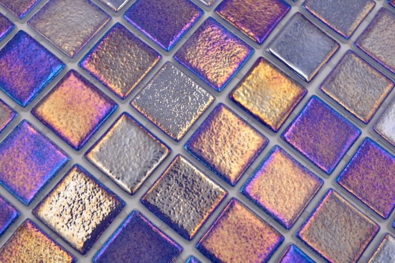 Échantillon manuel Mosaïque de piscine Mosaïque de verre bleu violet multicolore irisé brillant mur sol cuisine salle de bain douche MOS220-P55385_m