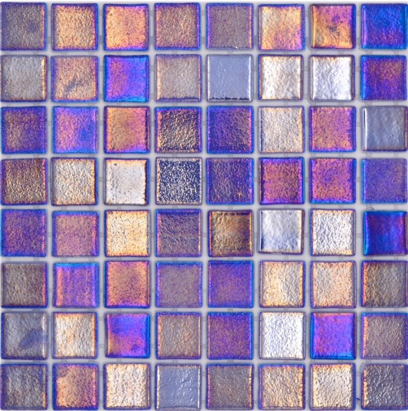 Handmuster Schwimmbadmosaik Poolmosaik Glasmosaik blau lila mehrfarbig irisierend glänzend Wand Boden Küche Bad Dusche MOS220-P55385_m