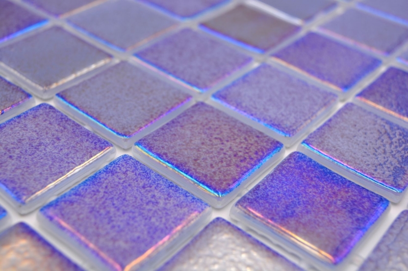 Handmuster Schwimmbadmosaik Poolmosaik Glasmosaik blau lila mehrfarbig irisierend glänzend Wand Boden Küche Bad Dusche MOS220-P55385_m