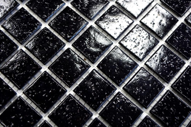 Piastrella di vetro a mosaico punti neri doccia MURO BAGNO parete cucina - MOS50-0302