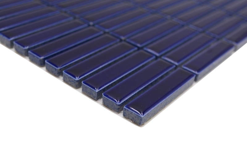 Ceramic mosaic rods retro 50s 60s straps cobalt blue glossy MOS24-BM5