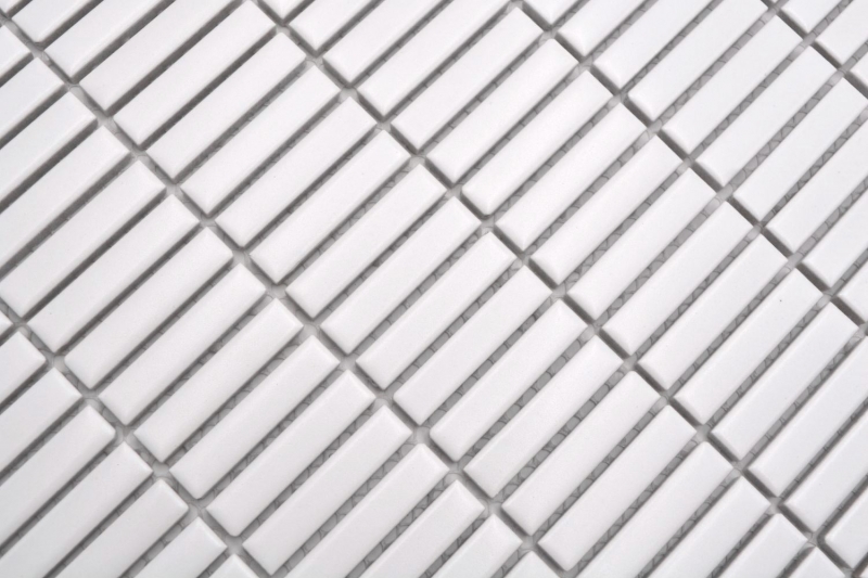 Ceramic mosaic rods retro 50s 60s straps white matt MOS24-BM9