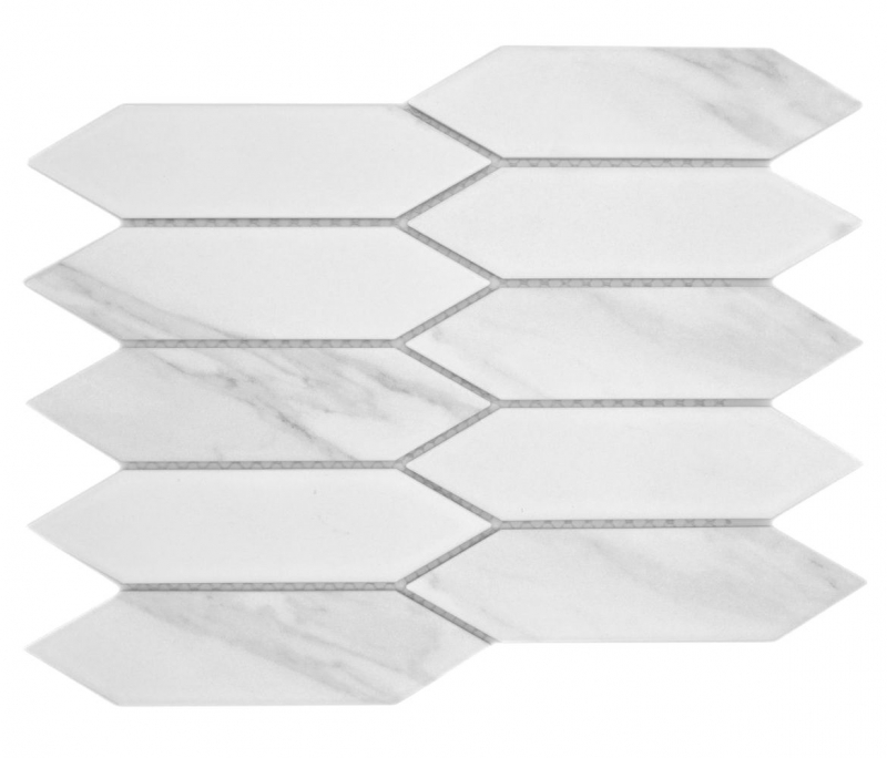 Carreau de mosaïque céramique Hexagone Cararra blanc gris mat MOS13-L1102