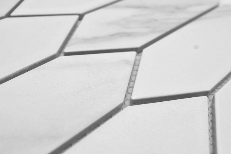 Carreau de mosaïque céramique Hexagone Cararra blanc gris mat MOS13-L1102