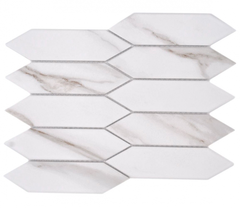 Piastrella di mosaico ceramico Esagono esagonale Calacatta bianco grigio-marrone opaco MOS13-L1112