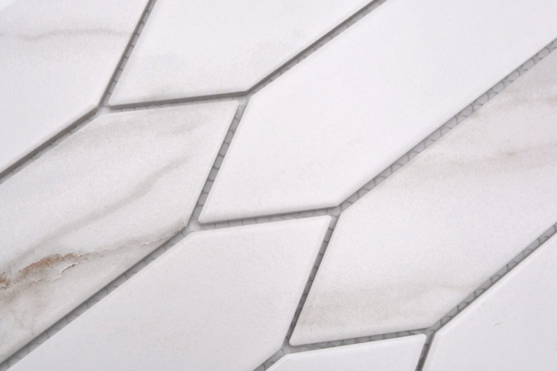 Keramik Mosaikfliese Hexagon Sechseck Calacatta weiß graubraun matt MOS13-L1112