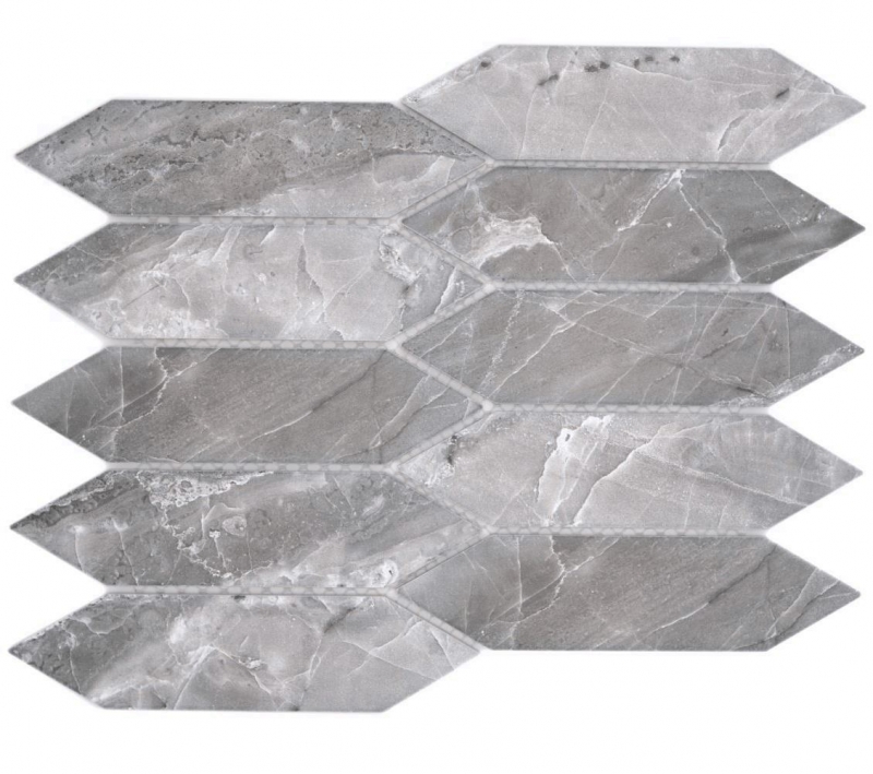 Céramique Carreau de mosaïque Hexagone Aspect pierre allongé gris foncé mat MOS13-L0208