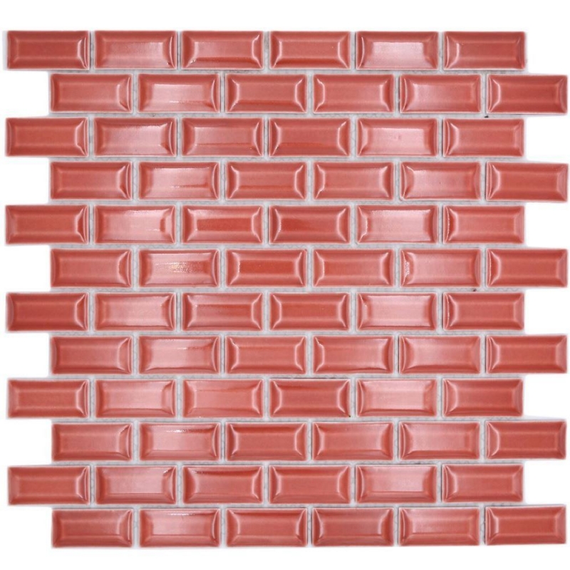 Ceramic mosaic tile wall bond composite uni red MOS26-0912
