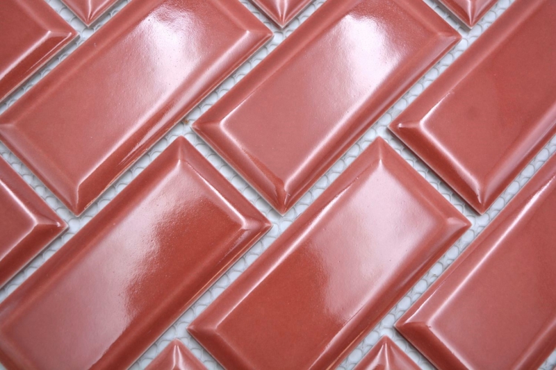 Ceramic mosaic tile Metro composite look uni red MOS24-09R