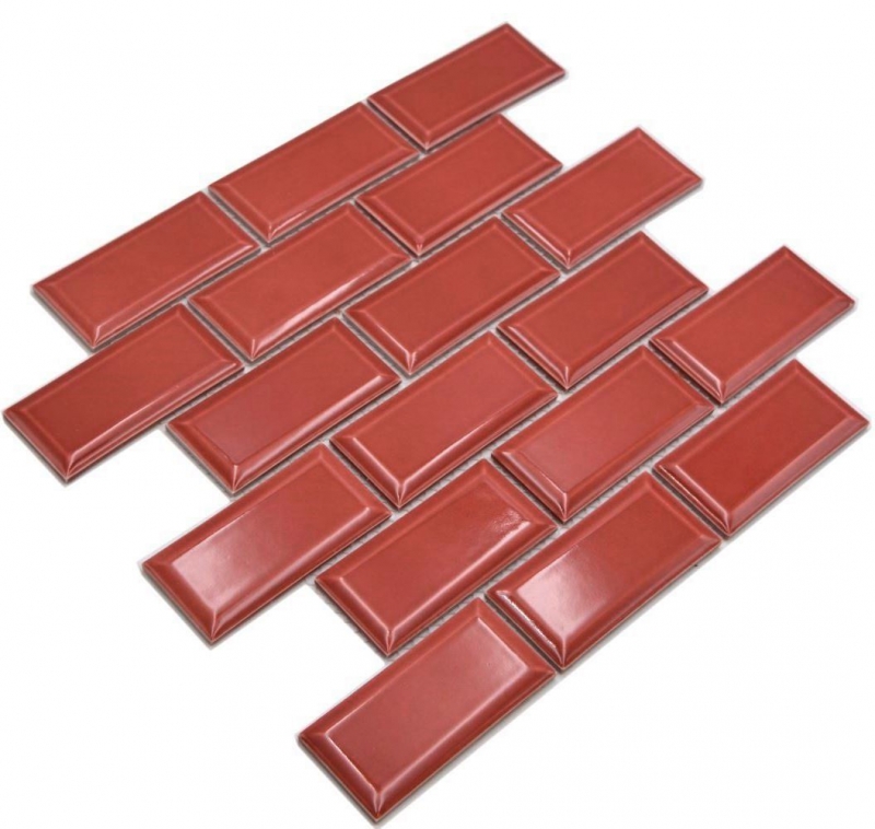 Ceramic mosaic tile Metro composite look uni red MOS24-09R