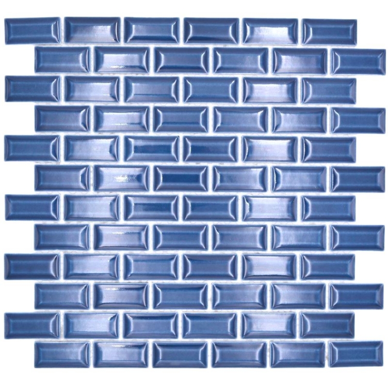Céramique Carreau de mosaïque composite de mur bleu cobalt uni MOS26-0414