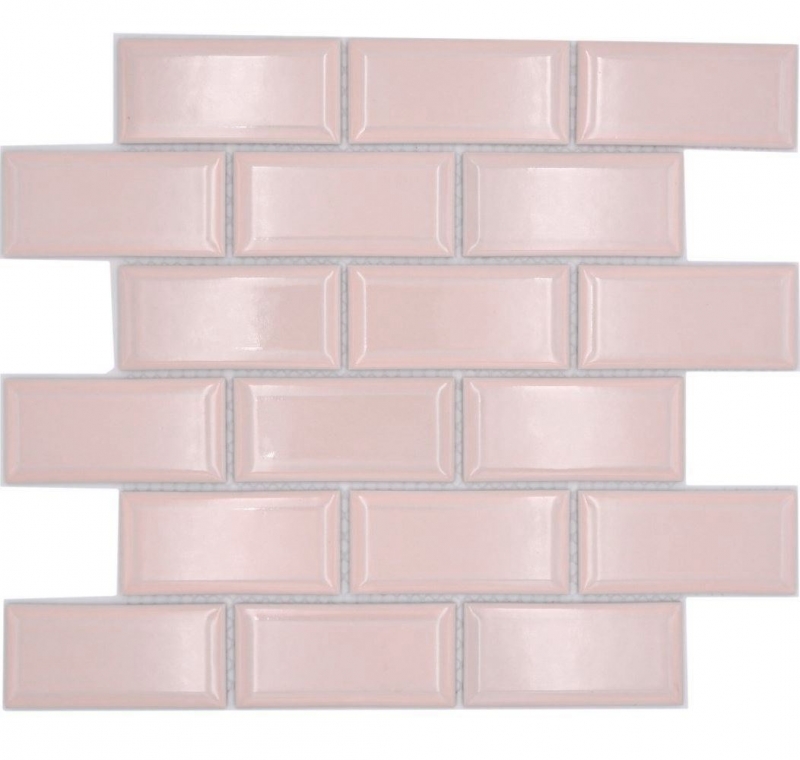 Ceramic mosaic tile Metro composite look uni pale pink pastel MOS24-11T