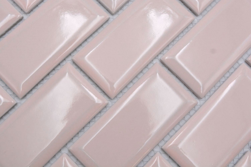 Ceramic mosaic tile Metro composite look uni pale pink pastel MOS24-11T
