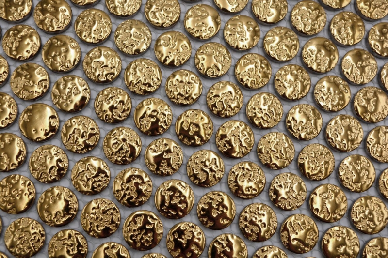 Piastrella di ceramica Button Loop Penny Round uni oro martellato MOS10-0707