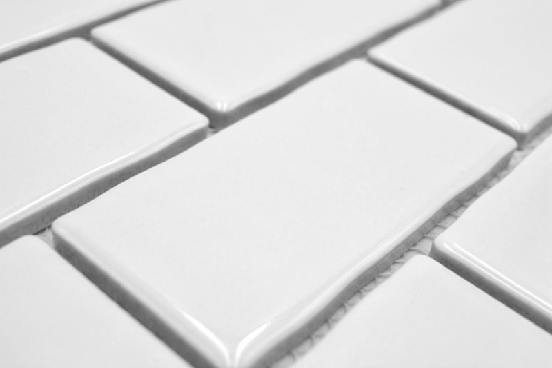 Piastrella di mosaico ceramico Metro Sybway composito uni bianco lucido MOS26-238