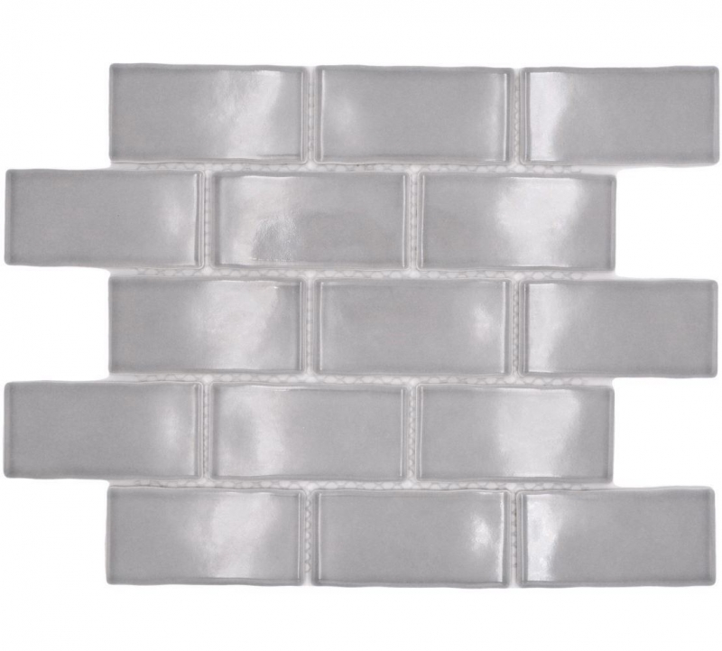 Ceramic mosaic tile Metro Sybway composite uni stone gray light gray glossy MOS26-345