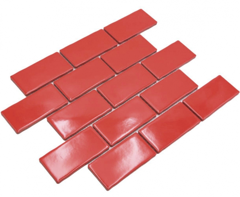 Carreau céramique mosaïque Metro Sybway composite uni rouge feu brillant MOS26-567