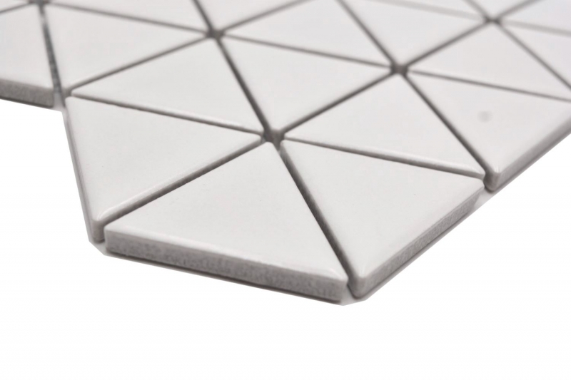 Ceramic mosaic tile triangle diamond plain white matt MOS13-t41