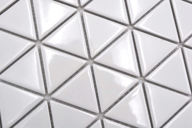Keramik Mosaikfliese Dreieck Diamant uni weiß glänzend MOS13-t51