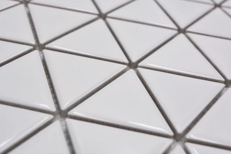 Ceramic mosaic tile triangle diamond plain white glossy MOS13-t51