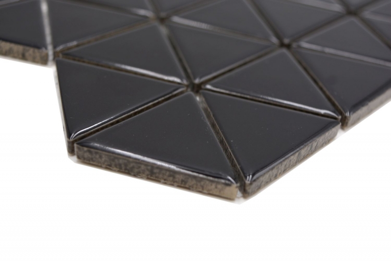 Ceramic mosaic tile triangle diamond plain black glossy MOS13-t59