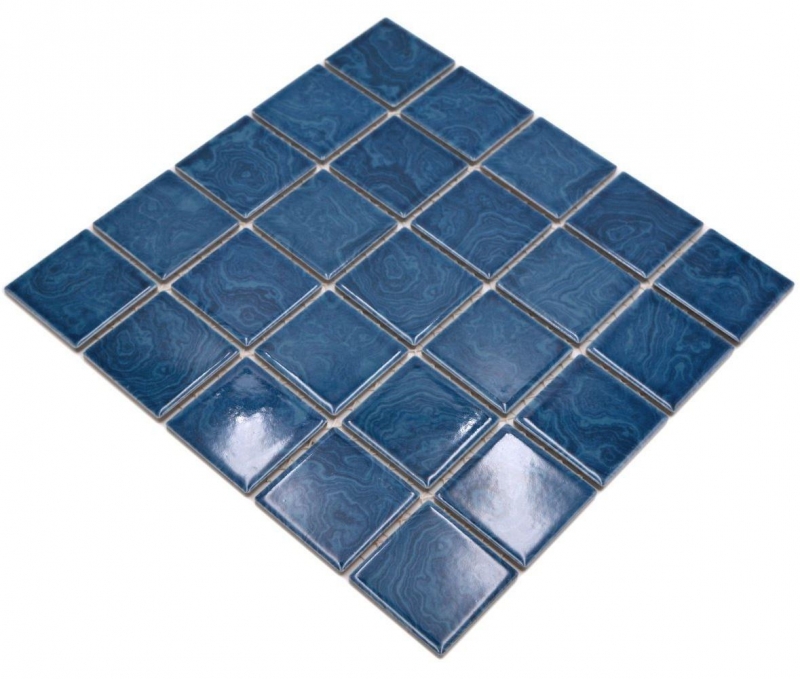 Carreau de mosaïque céramique bleu glacé strié MOS14-0404