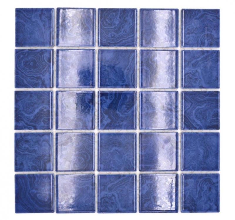 Ceramic mosaic tile cobalt blue light blue streaks MOS14-0406