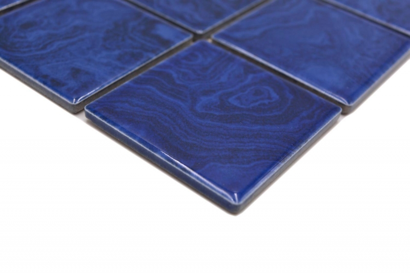 Piastrella di mosaico in ceramica blu cobalto striature azzurre MOS14-0406