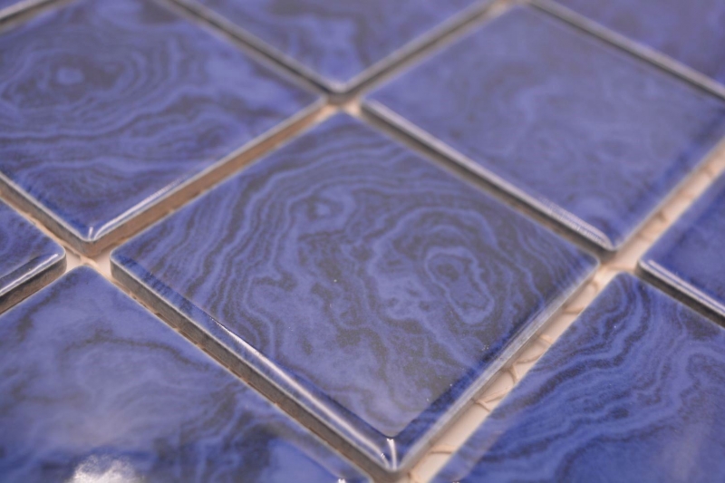 Ceramic mosaic tile cobalt blue light blue streaks MOS14-0406