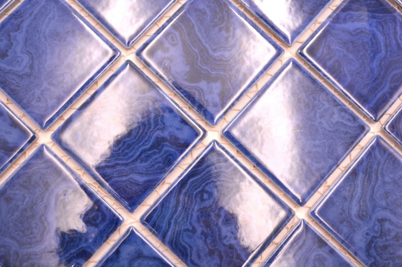 Piastrella di mosaico in ceramica blu cobalto striature azzurre MOS14-0406