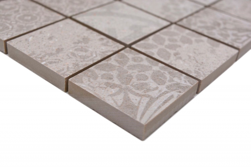 Piastrella di mosaico in ceramica gres porcellanato grigio chiaro fantasia beige MOS14-B1