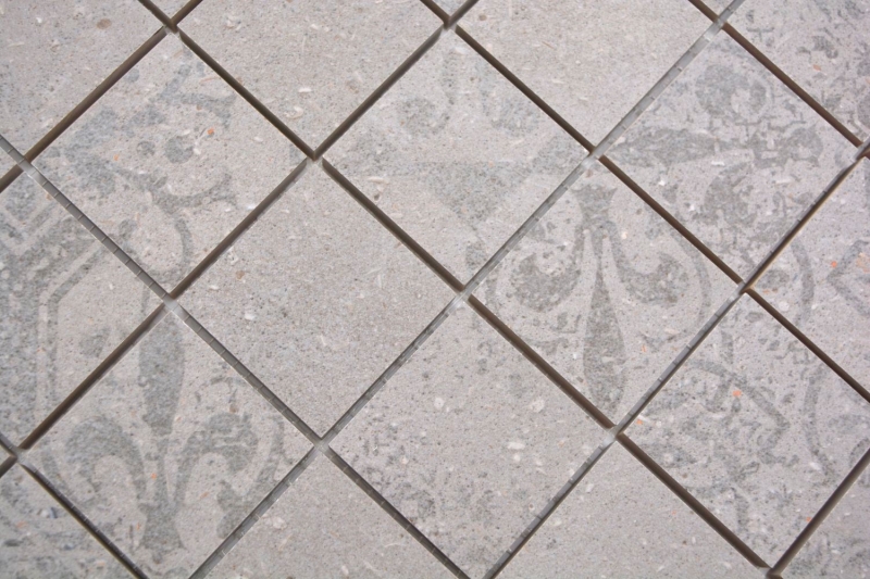 Ceramic mosaic tile porcelain stoneware light gray anthracite patterned MOS14-G3