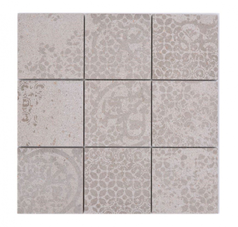 Ceramic mosaic tile porcelain stoneware light gray beige patterned MOS23-B5