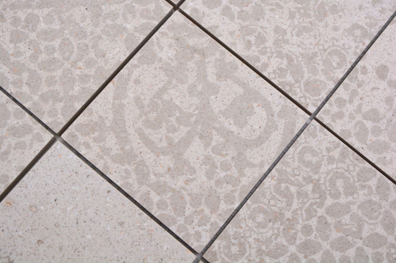 Ceramic mosaic tile porcelain stoneware light gray beige patterned MOS23-B5