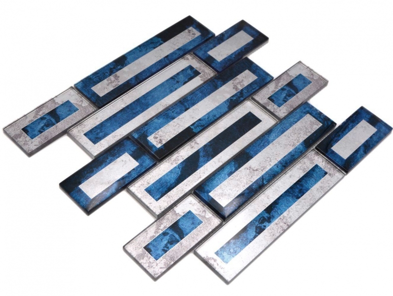 Glass mosaic mosaic tile 2D look black blue gray shaded MOS88-W9