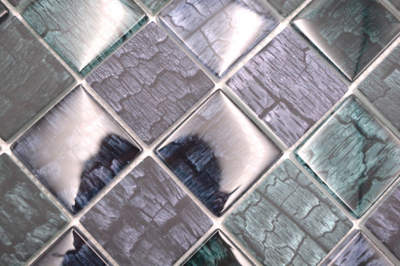 Piastrella di vetro a mosaico effetto pietra foresta verde scuro nero antracite MOS88-59P