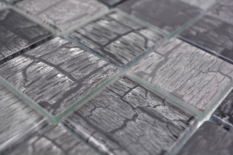 Piastrella di mosaico di vetro effetto pietra grigio foresta grigio scuro MOS88-88P