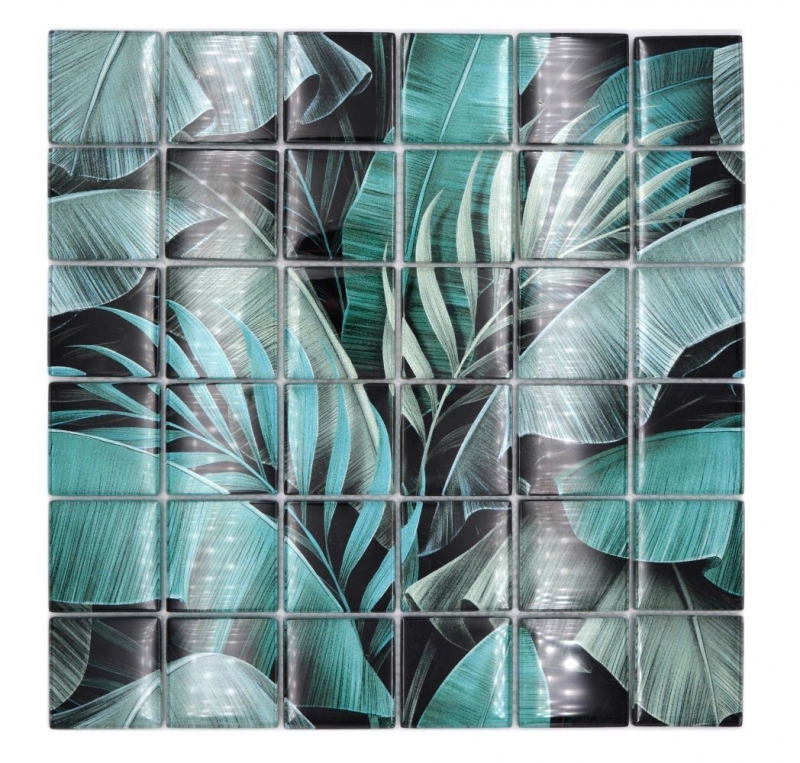 Glass mosaic mosaic tile rainforest green black leaves look MOS88-Pic05