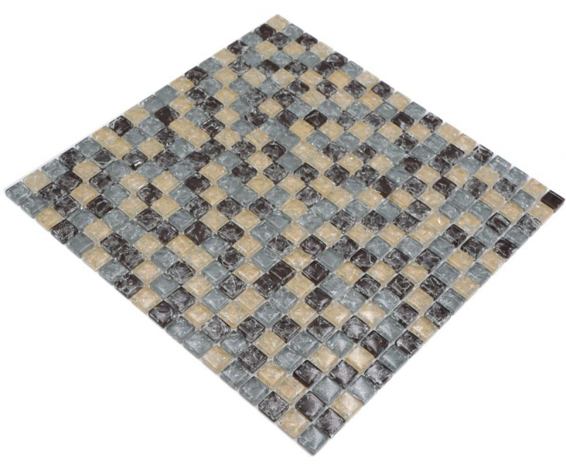 Glasmosaik Mosaikfliese gebrochen grau beige braun MOS92-1302